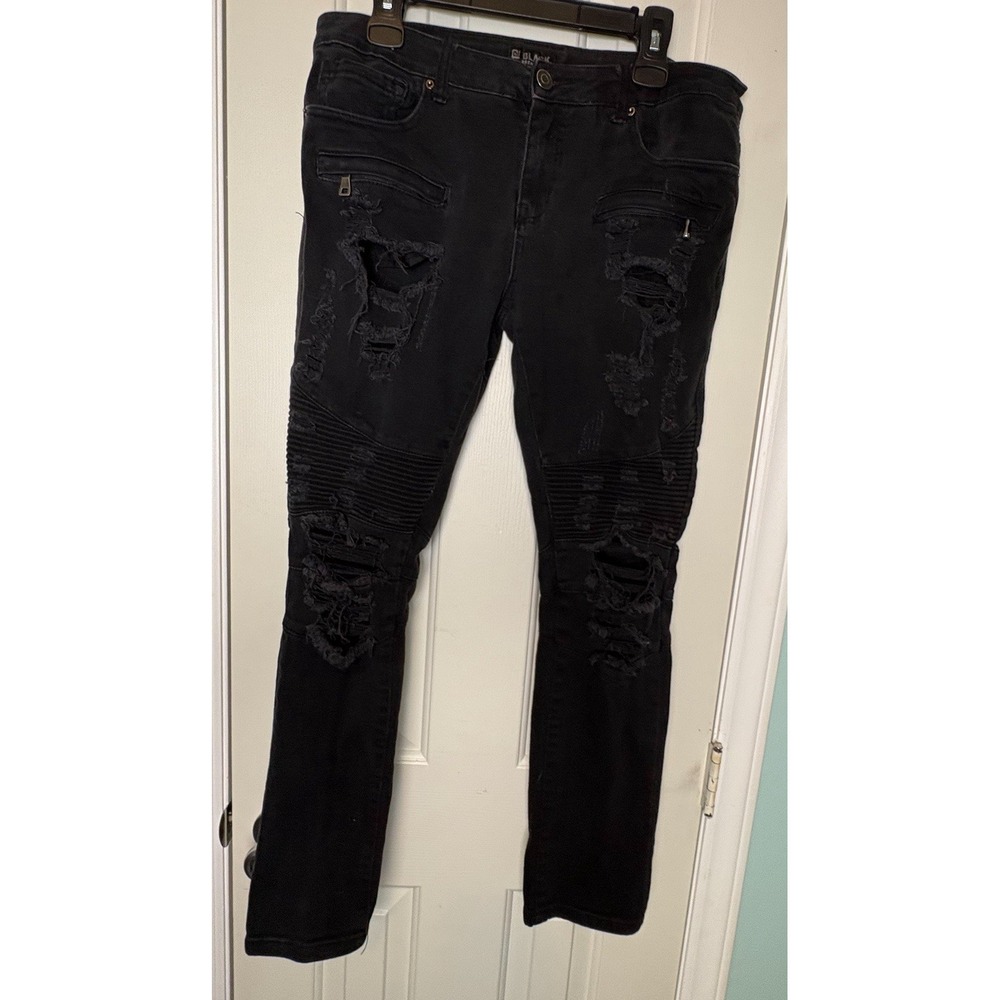 CJ Black Premium Skinny Flex Jeans Men 34 x 32 Black Distressed